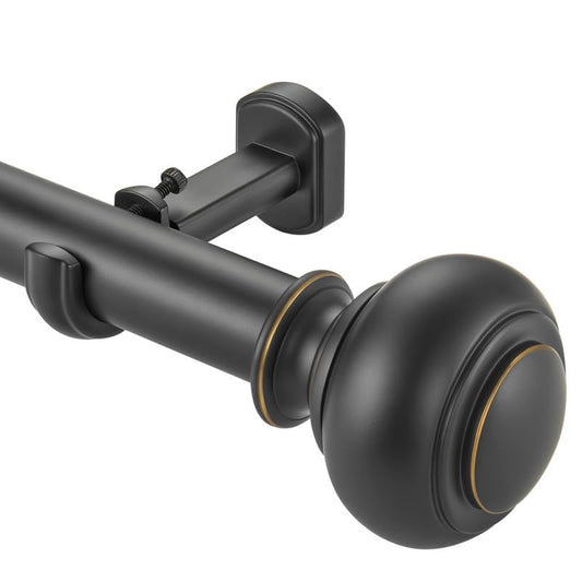 Heavy Duty Curtain Rods, 1 1/8" Diameter Curtain Rod for Window 36-72 Inch(3-6ft), Single Drapery Rods with Classic Finials and Adjustable Aluminum Alloy Brackets, Matte Black - color: Matte Black, size: 36-72"