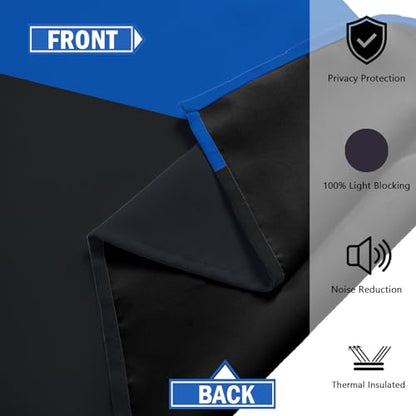 Tyrot Blue Gray Black Blackout Curtains for Bedroom Living Room 63 inch - color: Blue, size: 42"W x 63"L (Pack of 2)