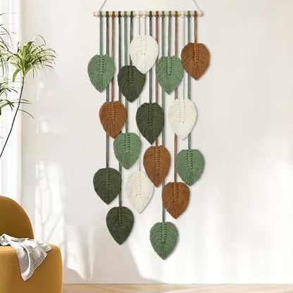 Vertical Macrame Wall Hanging Boho Home Decor Long Narrow Chic Wall Art - color: 16.5"W x 37.5"L