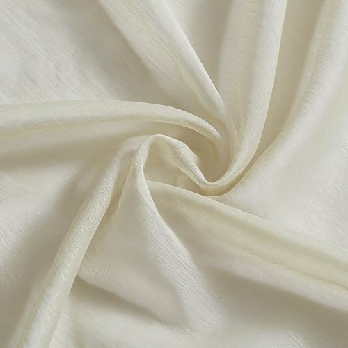 HLC.ME Semi Sheer Grommet Window Curtains, 2 Panels, 54x84 Inch, Beige - color: Beige, size: 54"W x 84"L (Pack of 2)