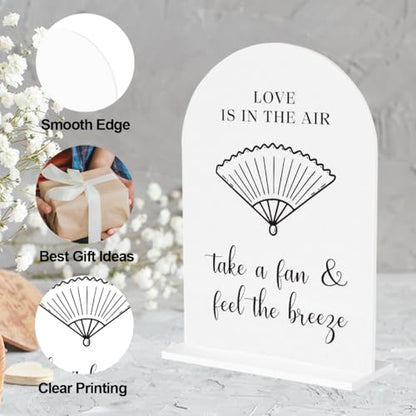 Wedding Fan Signage Take A Fan Sign for Wedding Engagement Ceremony Reception wedding fan Acrylic sign for Table Desk - color: take a fan