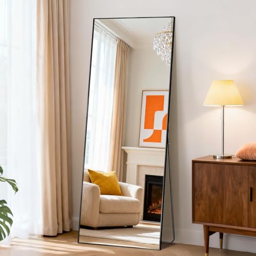 Full Length Floor Mirror 56"x15", Body Standing Mirror - color: Black-rect, size: 56"L x 15"W