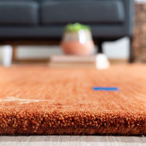 SAFAVIEH Himalaya Collection Area Rug - 6' Square, Rust, Handmade Boho Tribal Wool, Ideal for High Traffic Areas in Living Room, Bedroom (HIM563P) - color: Rust, size: 6' x 6' (Square)
