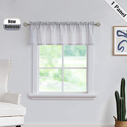 SXZJTEX Blue White Rustic Valance Striped Short Curtains Pinstripe 54Wx15L - color: Blue, size: 54"W x 15"L (Pack of 1)