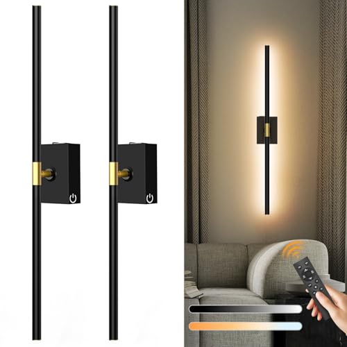 Eneru Battery Operated Wall Sconces Set of 2, Rechargeable Wireless Lights - color: Black, size: 2 Pack