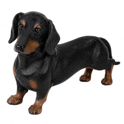 Comfy Hour Dachshund Statue Figurine, 7 Inch Black and Brown Realistic Resin Dog Sculpture, Small Wiener Dog Decor for Shelf, Desk, Bookshelf, Mantel, Entryway, Gift for Pet Lovers