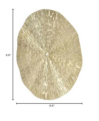 Aqur2020 Round Wall Art Decor, Gold Floating Circles Crinkle Abstract Geometric Iron Wall Art Metal Decor