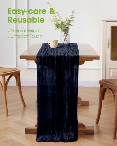 Pureegg 2 Pack Cheesecloth Table Runner 120 Inch Navy Blue - color: Navy Blue, size: 120" - 2 Packs