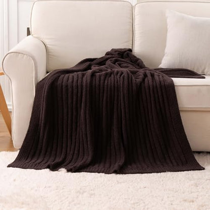 Battilo Brown Throw Blanket for Couch, Soft Chenille Throw Blanket, 50"x60" - color: Brown, size: 50"x60"