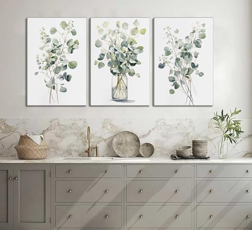 HOMTAI 3Pcs Botanical Canvas Wall Art 16x24Inch - color: Canvas, size: 16L" x 12W"