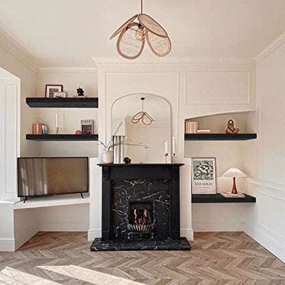 QEEIG Bathroom Long Floating Shelves for Wall (Black, Set of 2, 23.6") - color: B. Black, size: 23.6"