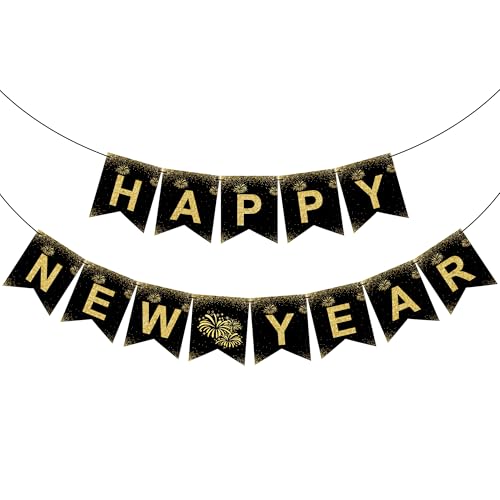 OHOME New Years Decorations 2027 - Happy New Year Banner - New Years Eve Party Supplies - Happy New Year Decorations 2027 Eve Decorations - color: Gold