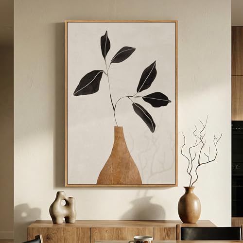 Framed Modern Abstract Neutral Boho Wall Art for Living Room, 24x36 Inch - color: Neutral Brown Warm, size: 36"L x 24"W