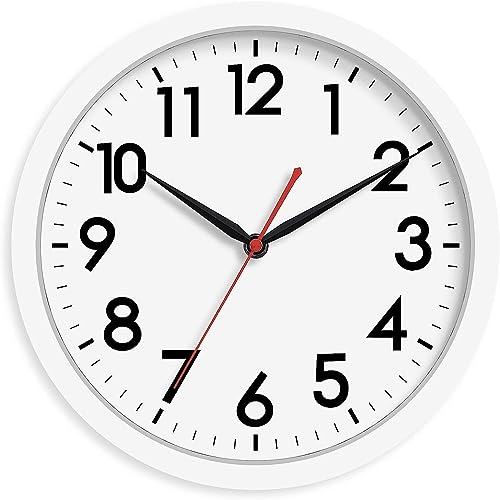 AKCISOT 12 Inch Wall Clock, Silent Battery Operated Analog Clock, White - color: C_white, size: 12 Inch