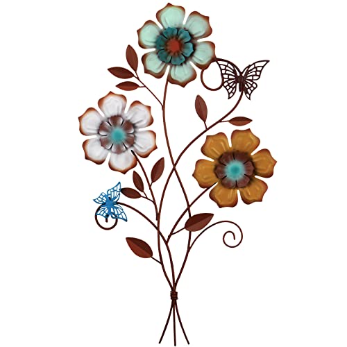 Moxweyeni Tricolor Flower Wall Decor 15 x 9.1 Inch, 1 Piece
