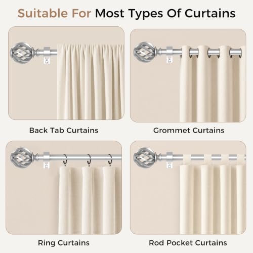 Silver Curtain Rod 30-60in - color: Silver, size: 30-60''(1 Pack)
