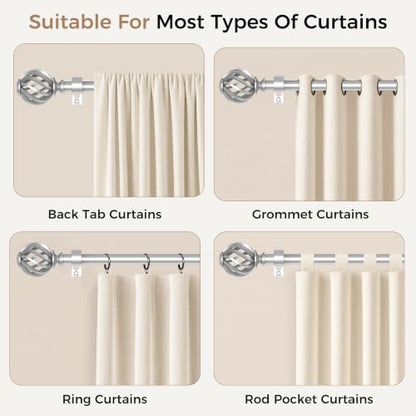 Silver Curtain Rod 30-60in - color: Silver, size: 30-60''(1 Pack)