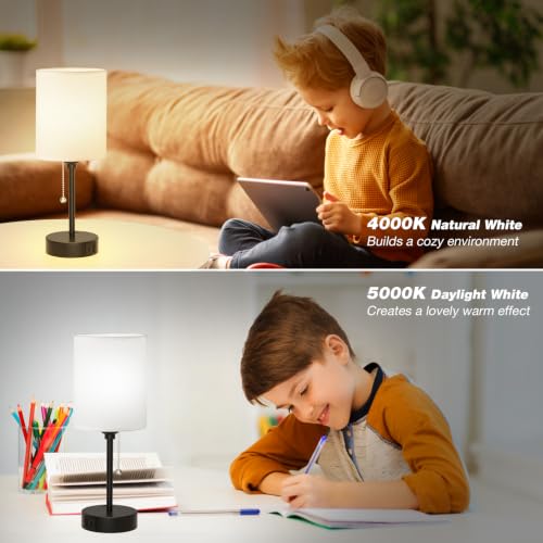 Dicoool Bedside Table Lamp for Bedroom - Small Desk Lamp with USB Ports