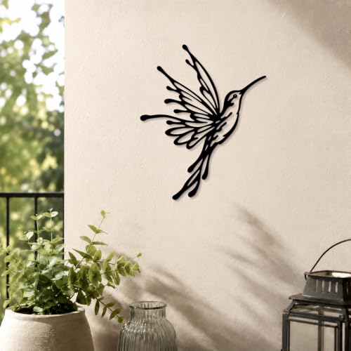 Pinetree Art Black Metal Hummingbird Wall Art Farmhouse Birds Wall Decor - color: Hummingbird