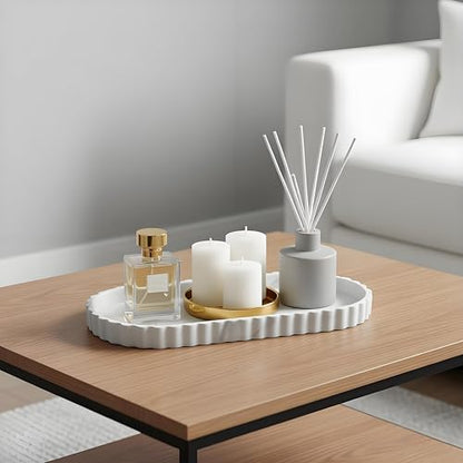Silicone Vanity Tray Organizer 12"x5.3" White Marble Pattern - color: Marble White