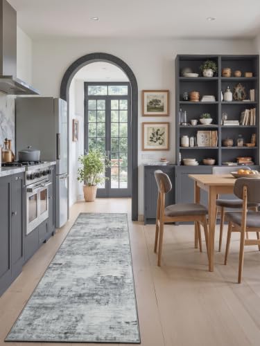 Toneed Washable 2x6 Non-Slip Runner Rug for Hallway Kitchen, Grey - color: Light Neutral Gray, size: 2' x 6' (Rectangular)