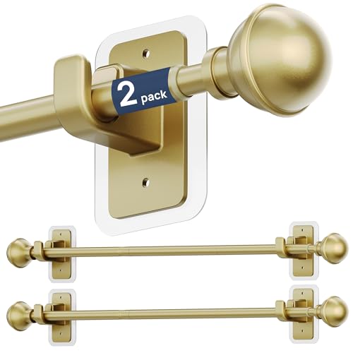 ENJOYBASICS 2 Pack 28-48" No Drill Curtain Rods, Renter Friendly, Gold - color: Gold, size: 27-52''