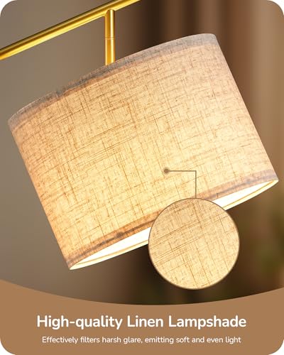 EDISHINE 64.7IN Gold Floor Lamp for Living Room with Remote, Standing Lamp - color: Gold Linen