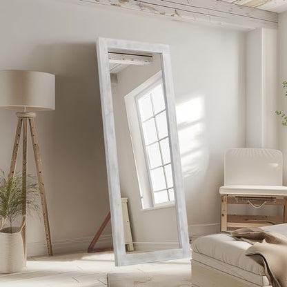 MELOMOIR Farmhouse Full Length Mirror Wood Frame 64"x21", Weathering White - color: Weathering White, size: 64"L x 21"W