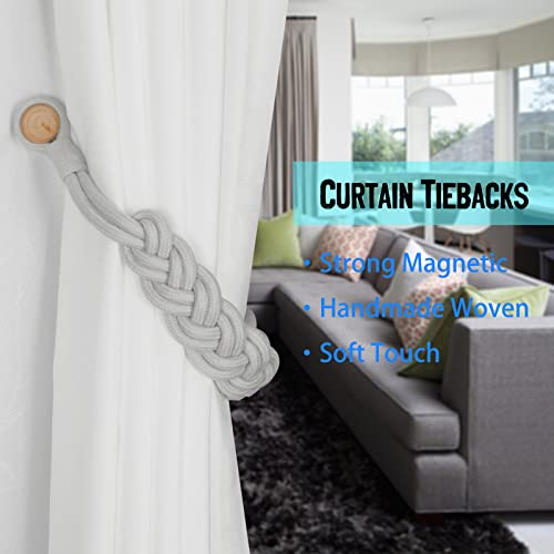 BEL AVENIR Curtain Tiebacks Magnetic 4 Pack Woven Drapery Holdback - color: Silver New- 4pack
