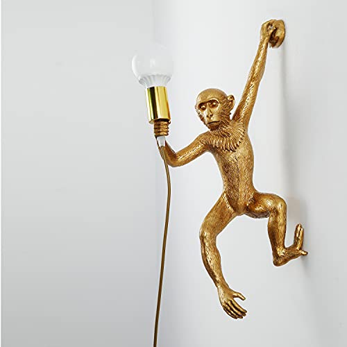 Jorunhe Plug in Wall Sconces, Resin Monkey Wall lamp, 21.65 x 11.81 Inch On Off Switch, Vintage Industrial Wall Light Fixture for Living Room, Bedroom, Office