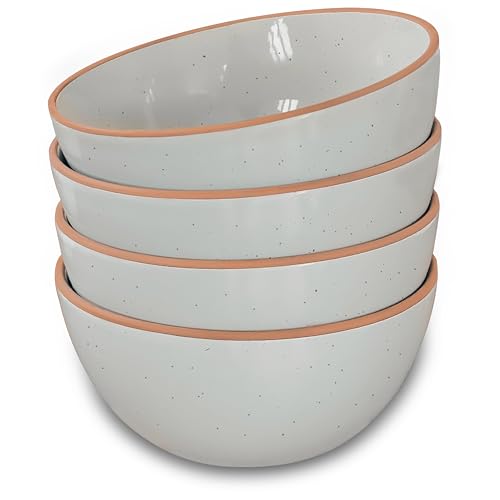 Mora Ceramic Bowls For Kitchen, 28oz - Bowl Set of 4 - For Cereal, Salad, Pasta, Soup, Dessert, Serving etc - Dishwasher, Microwave, and Oven Safe - For Breakfast, Lunch and Dinner - Earl Grey - color: Earl Grey