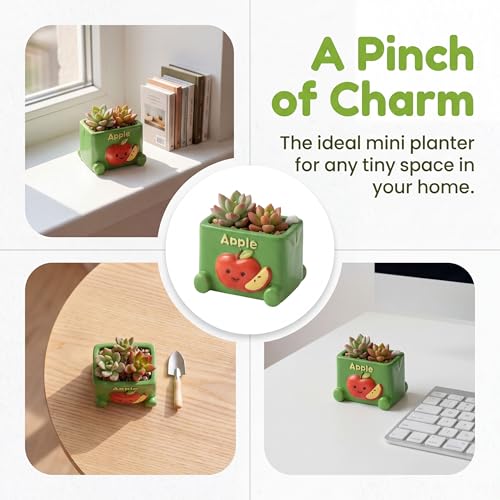 Cloud-Shaped Small Succulent Planters, 3.4''Dog Cute Plant Pots with Drainage Holes Funny Mini Resin Flower Pots for Indoor Outdoor Home Office Gifts (Mini A) - style: Mini A