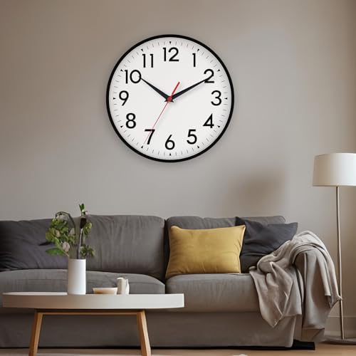 DAXSMY 16 Inch Wall Clock, Battery Operated Silent Non Ticking - color: A-black, size: 16"