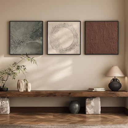 Large Framed Neutral Abstract Wall Art for Living Room, 3 Piece 24x24 Inch - color: Earth Tones, size: 24x24" (3 Pieces)