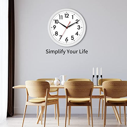 AKCISOT 10 Inch Wall Clock, Silent Battery Operated Analog Clock, White - color: C_white, size: 10 Inch