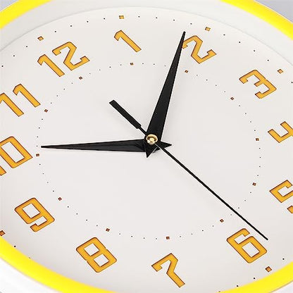 Topkey Silent Round Wall Clock Kitchen 9 Inch Modern Style Non-Ticking Decorative Bedroom Office Study Room Kitchen Wall Clock- Lemon Yellow - color: Lemon Yellow