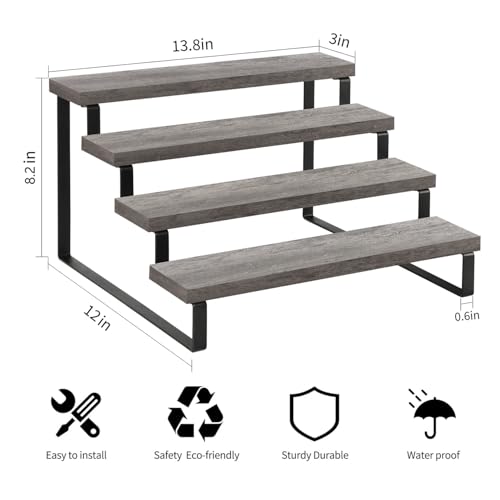 YINMIT Wooden Display Riser Stand, Tiered Perfume and Cologne Organizer Stand, 4 Tier Spice Rack Organizer, Rustic Display Shelf for Candles (4 Tier,Grey) - color: 4 Tier,1 Pack,Grey