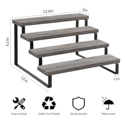 YINMIT Wooden Display Riser Stand, Tiered Perfume and Cologne Organizer Stand, 4 Tier Spice Rack Organizer, Rustic Display Shelf for Candles (4 Tier,Grey) - color: 4 Tier,1 Pack,Grey