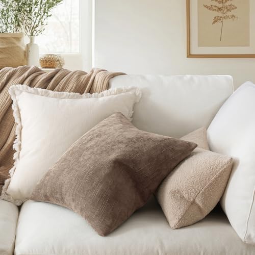 MIULEE Textured Chenille Throw Pillow Covers 18x18 Inch Taupe Grey - color: Taupe Grey, size: 18" x 18" (Pack of 2)