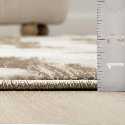 Abani Terra Area Rug for Living Room, Bedroom - Abstract Pattern - Brown Cream - 6' x 9' - Durable & Easy to Clean - color: Cream, size: 6' x 9' (Rectangular)