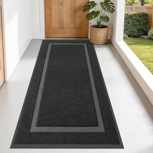 OLANLY Front Door Mat Outside 71x34, All-Season Heavy-Duty Rubber Doormat - color: Black, size: 71" x 34"