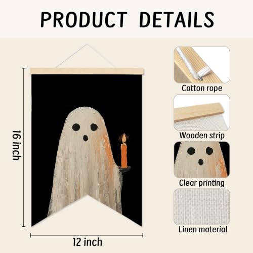 LARNDUMAMA Halloween Ghost Wall Art Canvas Banner Poster for Bathroom,12x16 - color: ghost1