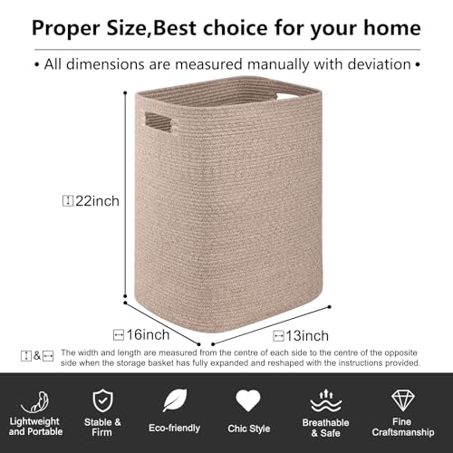 OIAHOMY Laundry Hamper Laundry Basket Cotton Rope Storage Baskets Brown - color: Brown variegated