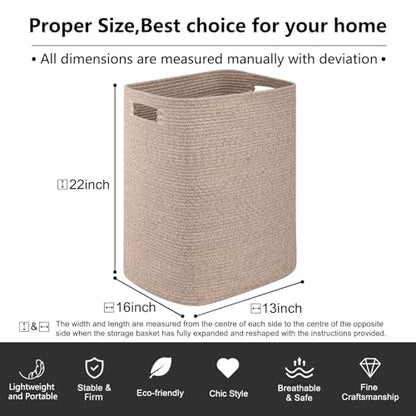 OIAHOMY Laundry Hamper Laundry Basket Cotton Rope Storage Baskets Brown - color: Brown variegated