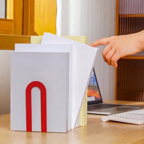 Chunful 12 Pcs Red Metal BookEnds Shelves, 5.5 x 3.75 x 2.25 in - color: Red, size: 5.5*3.75*2.25inch