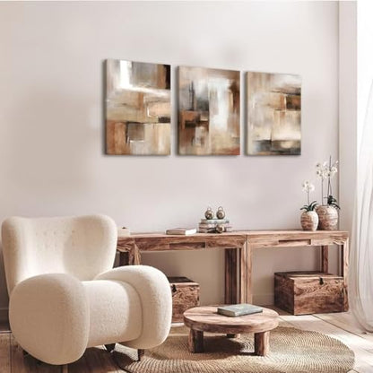 LYYGLYY 3Pcs Framed Brown and Black Canvas Wall Art 16x24 Inches - color: Brown Relief Sculpture, size: 16x24 Inches