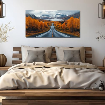 Ouzzlie Tree Wall Art White Art for Living Room - color: brown, size: 48"L x 24"W