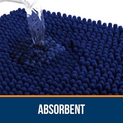 OLANLY Toilet Rugs U-Shaped 20x20, Soft Absorbent Chenille Contour Rugs - color: Navy, size: 20" X 20" Contour Rug