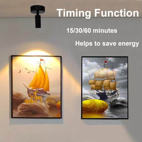 Black 2 Pack Dimmable LED Lights for Bedroom - Battery Wall Light with 3 Lighting Colors, 350° Rotate, Magnetic and USB Rechargeable Wireless Wall Lights with Remote