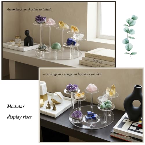 8 Tier Clear Display Risers for Small Figures Acrylic Display Stand for Perfume Round Riser for Decor and Potted Succulents 1 Pack